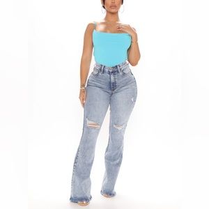 Fashion Nova Stretch Ripped Flare Jeans